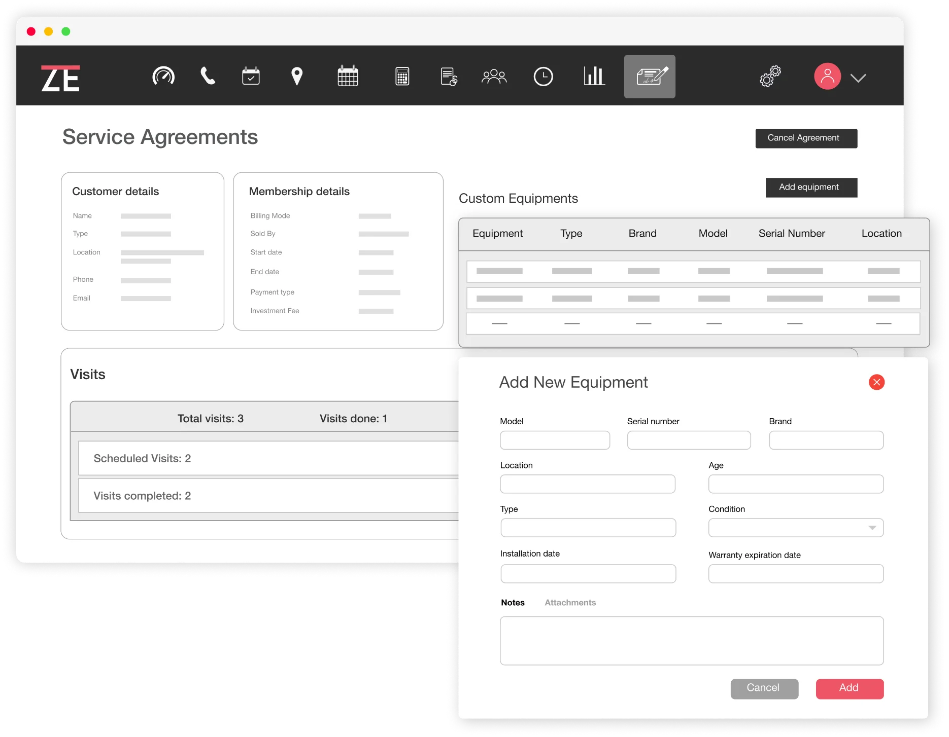 Service Agreement Equipment