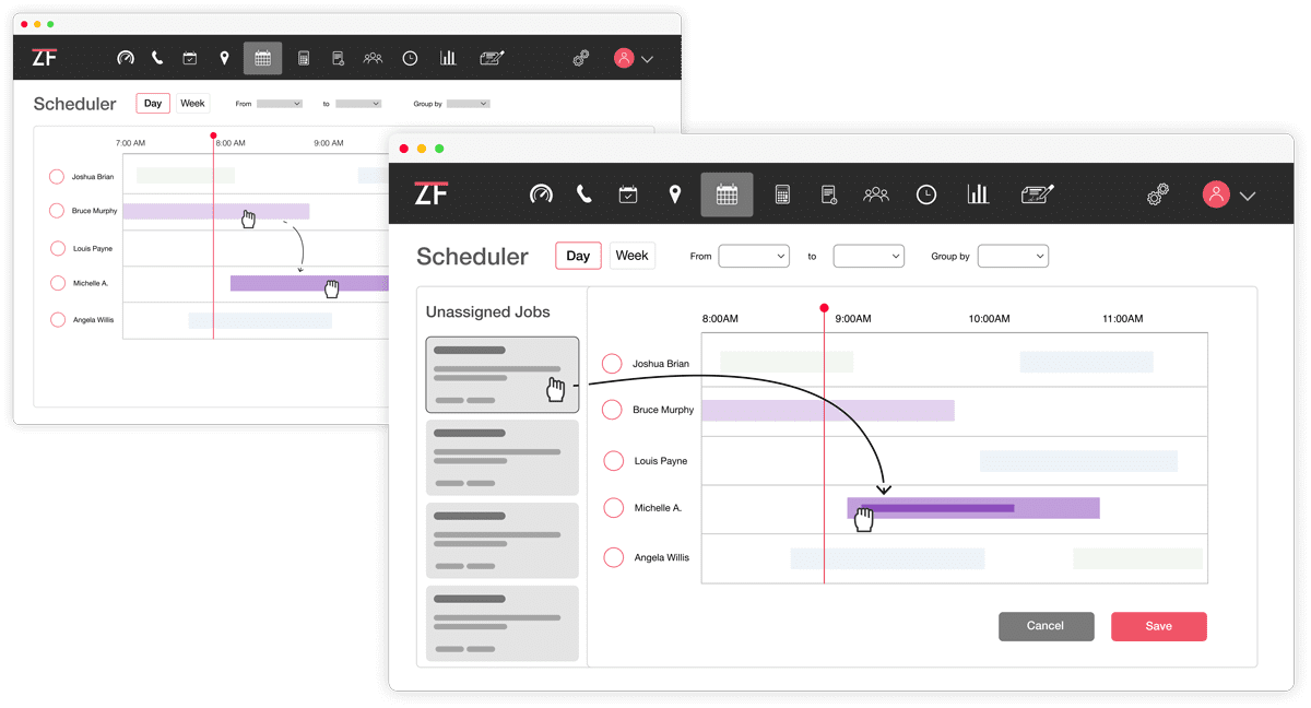 ZenFire Scheduling Drag n Drop