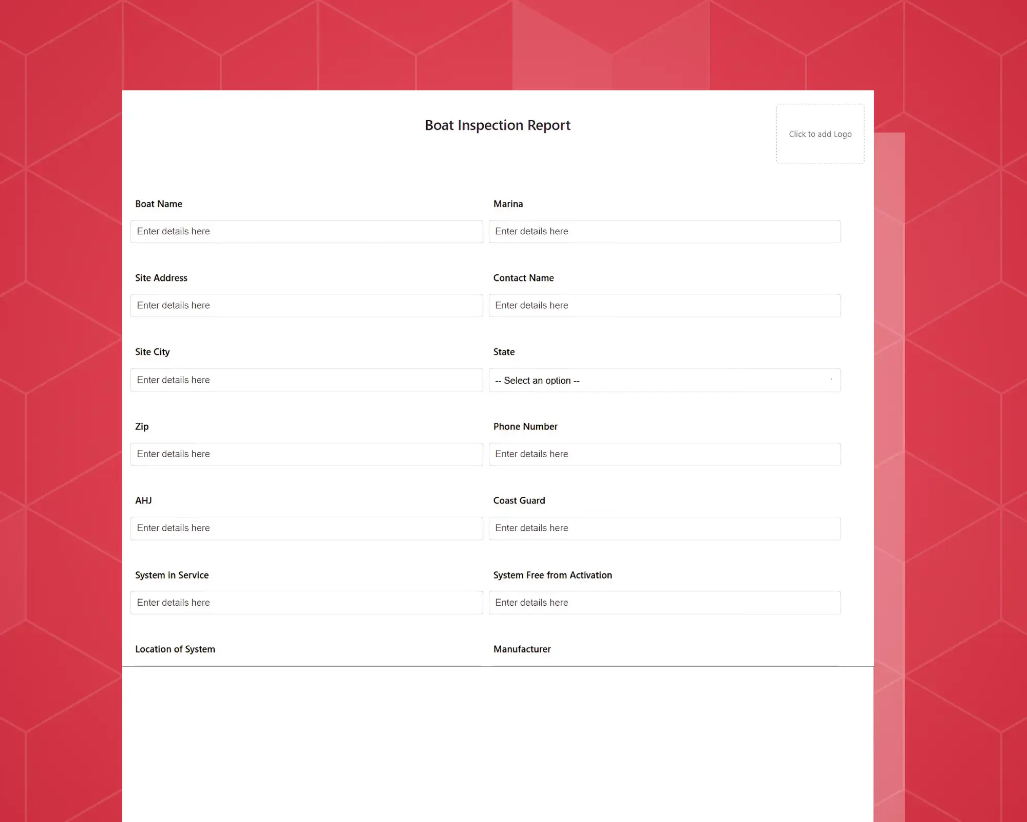 Boat Inspection Report Form