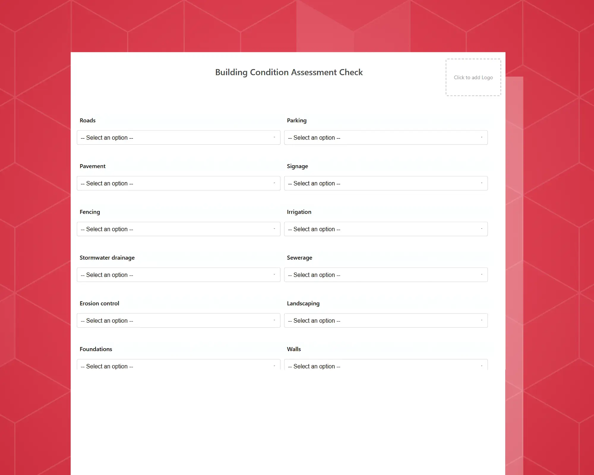 Building Condition Assessment Checklist Form