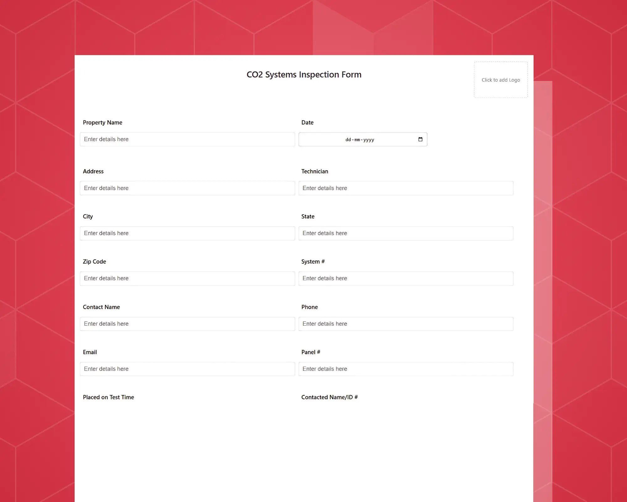 CO2 Systems Inspection Form NFPA12