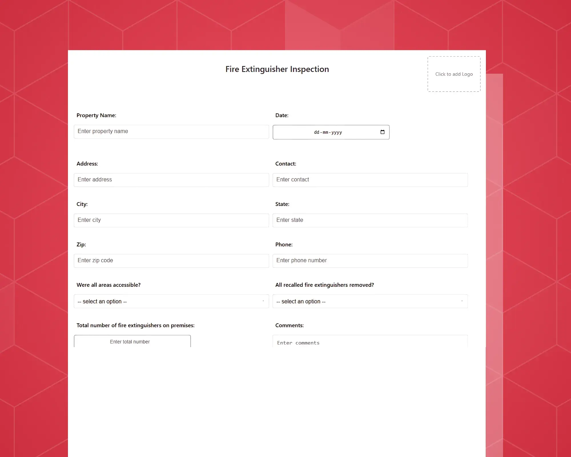 Fire Extinguisher Inspection Form