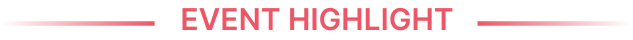 Event Highlight banner with pink gradient lines on both sides